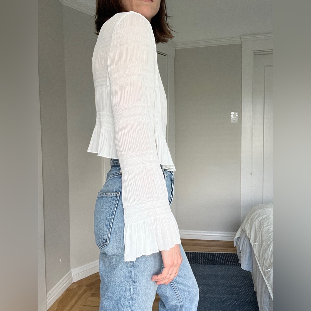 Vivienne Tam White Delicate Cropped Blouse